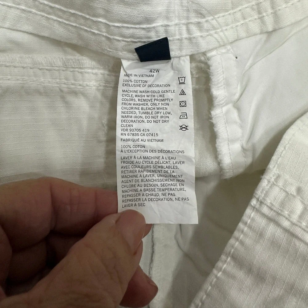 Nautica Cargo Shorts Mens 42 White New Cotton Casual Outdoor Summer Pocketed‎